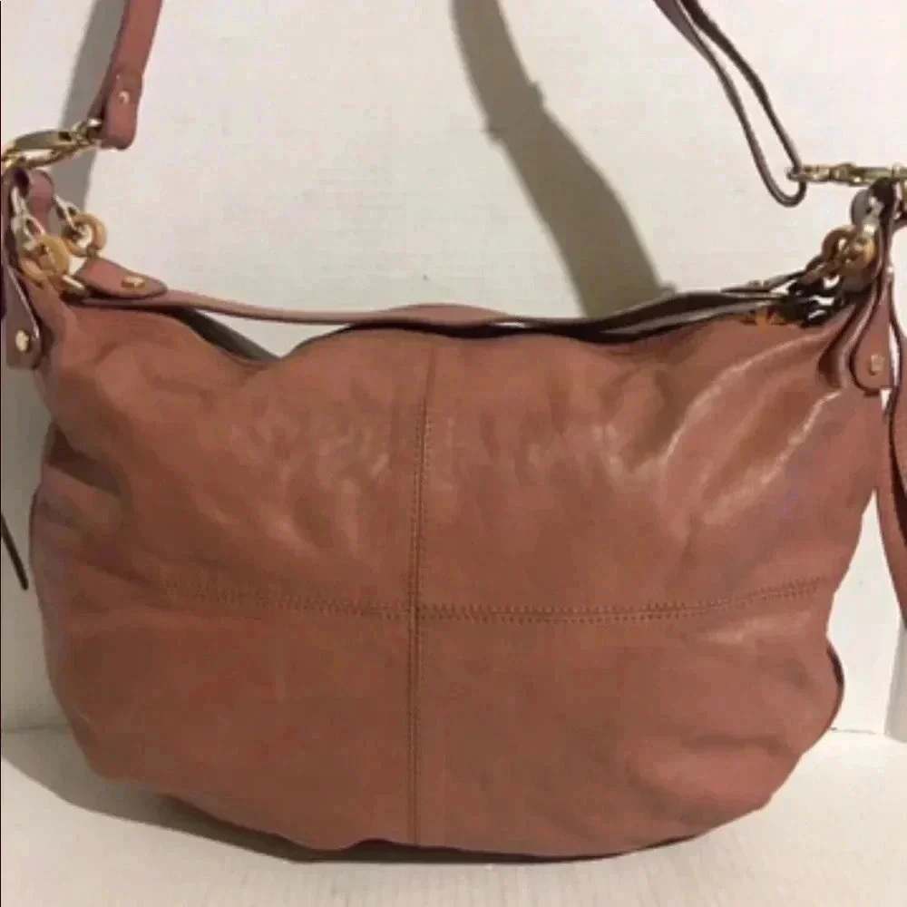 Jenrigo pale pink leather hobo handbag
